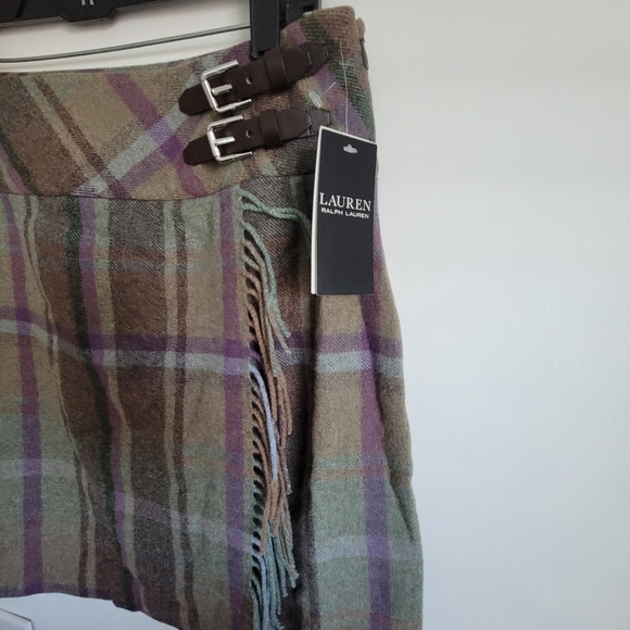 NWT LAUREN RALPH LAUREN Wool Plaid Fringe Trim Tweed Miniskirt - Picture 5 of 16